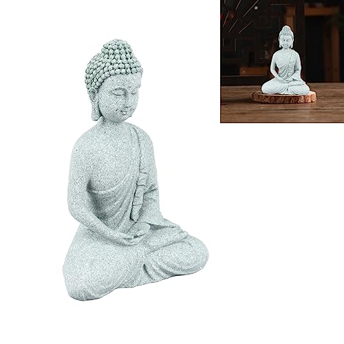 Pssopp Estatua de Buda Sentado para Meditación, Escultura Zen Pequeña, Adorno Decorativo para Oficina, Casa y Sala de Estar