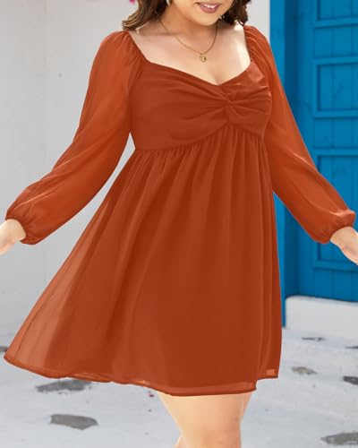 Image of Pinup Fashion Plus Size Graduation Homecoming Chiffon A-line Short Dress