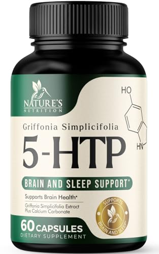 5-HTP 200mg Capsules - Extra Strength Support for Sleep and Stress, Bottled in USA, Best 5-Hydroxytryptophan Supplement for Men and Women, Supports Positive Mood - 60 Capsules