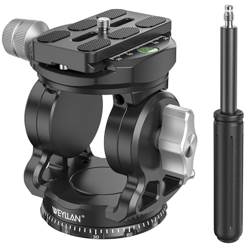 WEYLLAN VH7 Stativkopf für Kamera mit Arca Swiss Quick Release Plate, Fluid Head Stativ für DSLR Kamera Camcorder, Metall Panoramavideo Stativ Fluid Head Pan Tilt, Max Load 17lbs/8kg