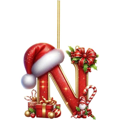 26 Buchstaben Weihnachtsdekorationen, 7,6 cm Hutbuchstaben Anhänger...