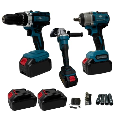 Kit 3 in 1 Professionale Fai Da Te Con Trapano Avvitatore, Smerigliatrice Angolare, Trapano ad Impulsi Svita Boccole Svita Bulloni 68V + Valigetta Trasporto