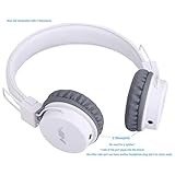 Wired Kids Headphones with Microphone and share port, Foldable Lightweight Adjustable Stereo Headset for Cellphones Smartphones iPhone iPod Laptop Computer and More by Termichy (White)