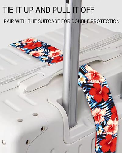 Image of Luggage Straps for Suitcases, Adjustable Travel Belt, Durable Wide Luggage Strap, Cute Suitcase Strap Identifiers with Buckle, Bag Straps for Luggage, Luxury Purple Flowers