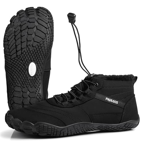 PAULGOS Barfußschuhe Winter, gefüttert, Herren und Damen, wasserabweisend, Gr. 39, schwarz