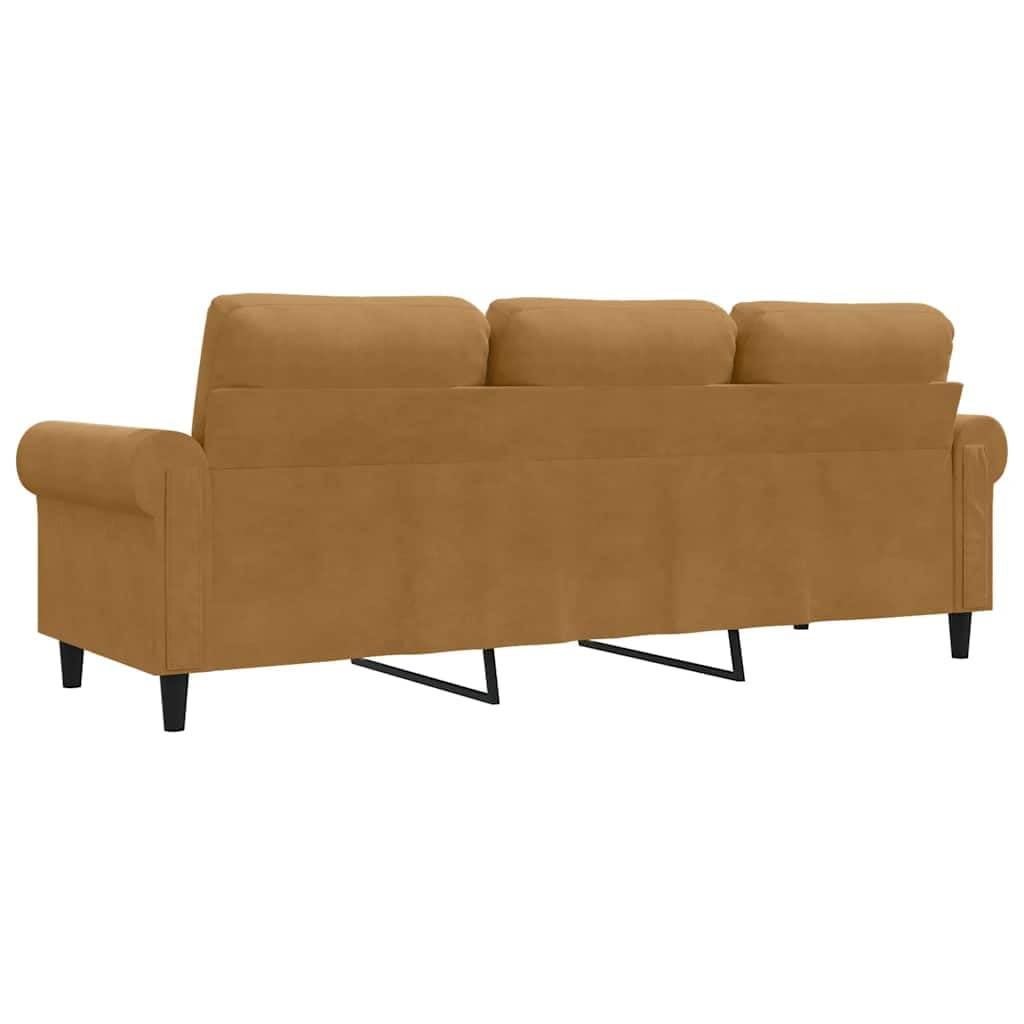 vidaXL Divano a 3 Posti Marrone 180 cm in Velluto