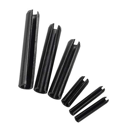 YINSONG Negro 100 Piezas M5 Surtido de pasadores elásticos huecos - Kit de Hecho de acero al carbono Metal Del Pin del Rodillo de la Tensión del Pasador del Resorte
