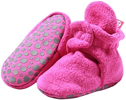 Zutano Unisex Cozie Fleece Baby Booties with Grippers, Baby Essentials, Fuchsia, 18 Months Infant