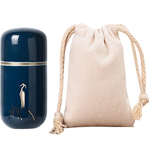 HIGHAWKミニ骨壷 分骨つぼ 骨壺 遺灰 遺骨入れ 供養 納骨 手元供養 形見入れ 手のひらサイズ セラミック 合金 仏具用品 ミニ(ブルーA)