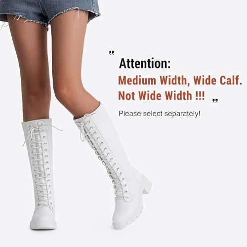 Image of Vepose Women's 953 Knee High Combat Boots Chunky Platform Heel, Lace Up Gothic Punk Work Boots for Dresses and Jeans