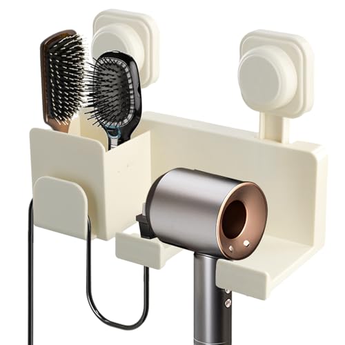 xianynow Support Sèche Cheveux, Porte Sèche Cheveux Mural sans Percage avec Range-Câbles,...