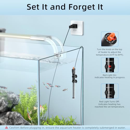 Chauffage d'aquarium 200W HiTauing submersible réglable pour eau douce