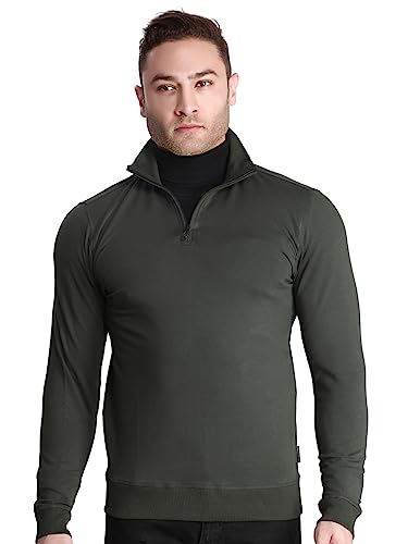Image of Dream of Glory Inc. Men's Cotton High Neck Sweatshirt (DOGI-AW23 FS-Zip-Olive Ivy XS)