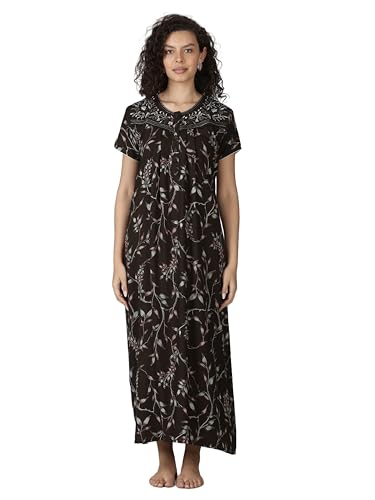 Image of 9shines Label Premium Alpine Maxi Designer Nighty | Floral Print Maxi for Women | Night wear for Women | | Full Length Night Gown for Women | Night Dress for Women Stylish (2467)