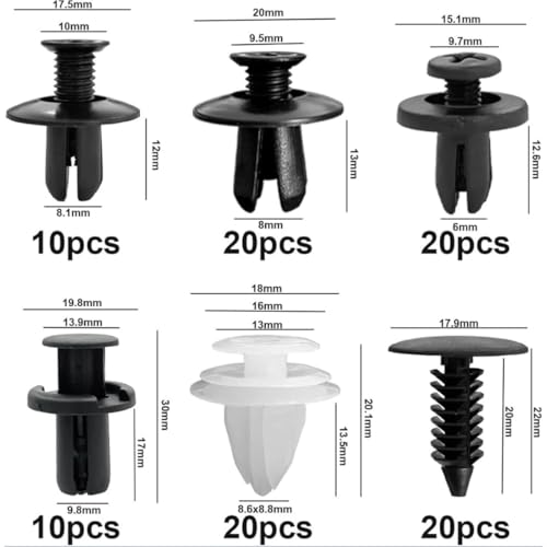 Clips de parachoques para coche: pack de 100 remaches de plástico con herramienta extractora 3