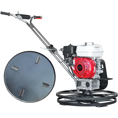 TOMAHAWK 24' Power Trowel Edger Walk Behind Gas Power 5.5 HP Honda Engine with Blades 24' Float Pan for Concrete Finishing Cement Floor Surface (24' Trowel)