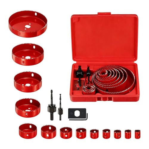 Juego de sierras de corona - Juego de 13 herramientas de corte, juego de sierras perforadoras, acero duradero, herramientas de perforación de madera contrachapada de PVC | Versátil para renovación de
