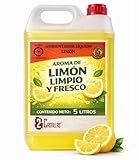 Ambientador Líquido Limón Aroma Refrescante y Duradero Para Hogar Oficina Cocina Bares Baños Establecimientos Garrafa 5 Litros Industrial Uso Profesional Pulverización Directa Alta Permanencia