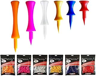 Castle Golf Tees Plastic Unbreakable Mixed Sizes or Same Heights Value 100 Count, Golf Practice Tee for Mats Stable Durable Size 1 1/2, 1 3/4, 2, 2 1/4, 2 3/4 Color Blue Yellow Pink Orange White