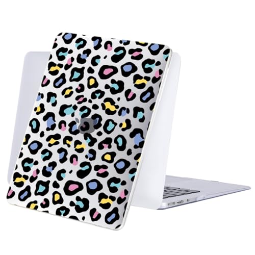FFBOFFC Funda Compatible con MacBook Air 13,6 Pulgadas 2025-2022 Versión A3240 M4 A3113 M3 A2681 M2 Chip con Pantalla Líquida Retina y Touch ID, Rígida Carcasa de Plástico,Estampado de Leopardo Claro
