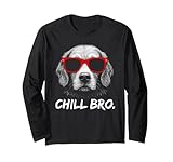 chill bro - cool dog with sunglasses gift idea gamer dogs maglia a manica