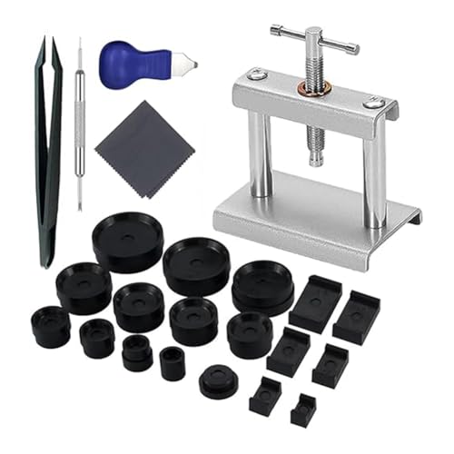 NJTHNTJR Herramienta para Prensar Relojes,Kit para Prensar Cristales Relojes, Caja Trasera,Prensa Caja Trasera Reloj Metal,Herramienta para Reemplazar Batería Reloj,B