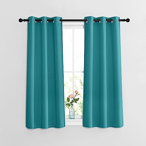 NICETOWN Short Blackout Curtains 54 inches Long for Bedroom - Grommet Thermal Curtains Solid Window Treatments Room Darkening Drapes for Children Room