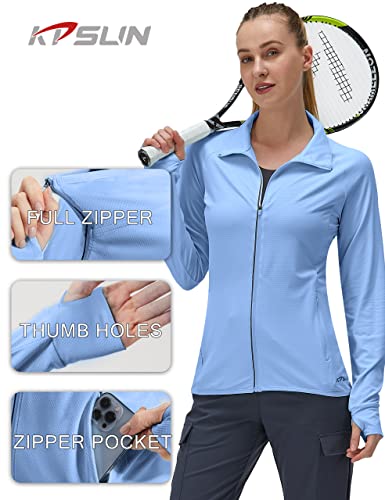 Image of Women's UPF 50+ UV Sun Protection Clothing Long Sleeve Athletic Hiking Shirts Lightweight SPF Zip Up Outdoor Jacket