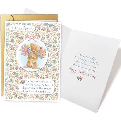 Goroar Mother's Day Card for Nana, Sweet Mother's Day Cards from Grandchildren, Cute Bear Mothers Day Card for Grandmother