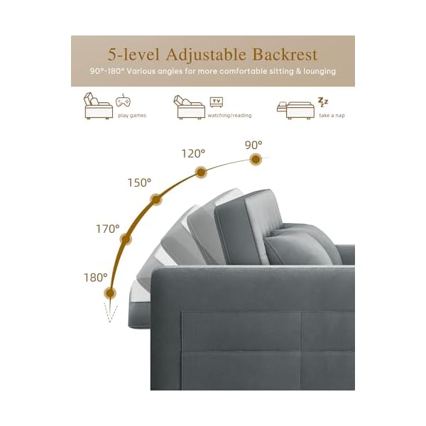 Yitahome 55 convertible sofa bed velvet sleeper sofa with pull out bed 3 in 1 futon couch with reclining backrest and side pocket modern loveseat for living room grey full size  urban country home decor