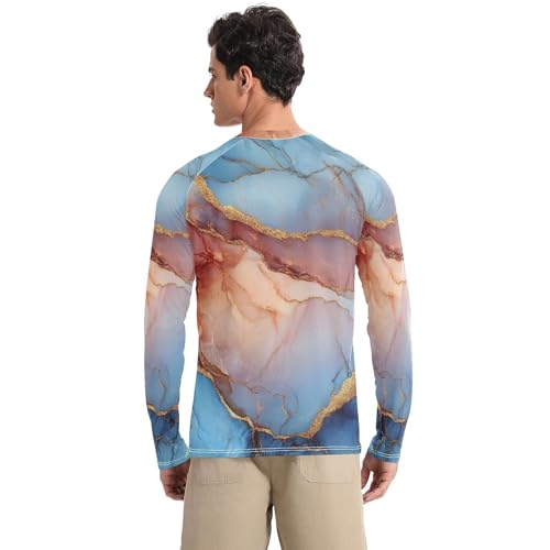 Marble Blue Red Men's Rash Guard Fishing Elasticity UV Sun Protection Water Fishing2