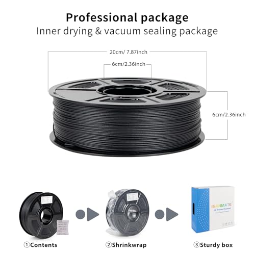 Image of iSANMATE ASA-GF 3D Printer Filament, 10% Glass Fiber Reinforced, Superior Weather & UV Resistance, High Strength & Thermal Stability for Outdoor & High-Impact Applications (1kg, Black)