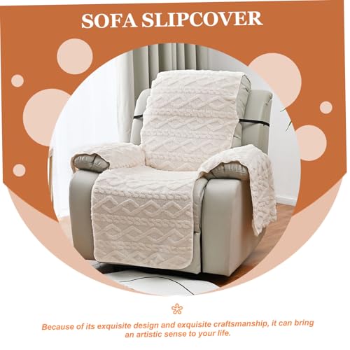Funda para sofá de una plaza beige elástica para proteger sillones de deformaciones 7