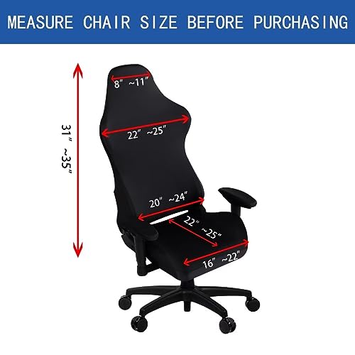 Image of SARAFLORA 2 Pack Gaming Chair Cover, Stretchable Computer Chair Slipcover, Removable for Armchair, Swivel, Gaming, Computer Boss Chair, Spandex, Black