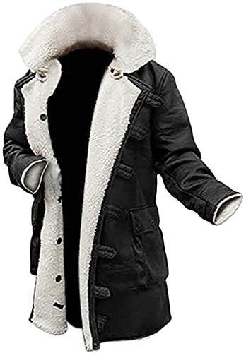Decrum Shearling Leather Trench Coat Mens - Real Lambskin Long Leather Jacket Coats