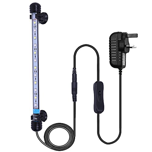 VARMHUS Submersible LED Aquarium Light, 28 cm Underwater Fish Lamp Waterproof Aquarium Lighting for Fish Tank (Blue and White Color)