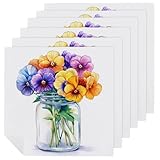 Photo Gallery set di 6 tovaglioli quadrati di stoffa in un barattolo di vetro con viole del pensiero del pensiero in poliestere di alta qualità, riutilizzabili, lavabili, per cene e feste Photo Gallery set di 6 tovaglioli quadrati di stoffa in un barattolo di vetro con viole del pensiero del pensiero in poliestere di alta qualità, riutilizzabili, lavabili, per cene e feste