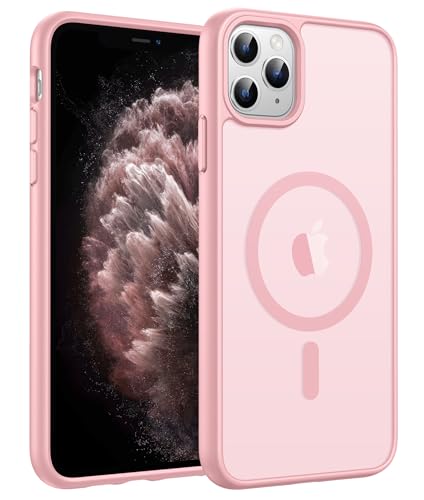 FNTCASE for iPhone 11 Pro Case: [Compatible with Magsafe] Translucent Matte Magnetic Phone Cover - Military Grade Drop Protection Shockproof Protective for iPhone 11Pro 2019 Cases - LightPink