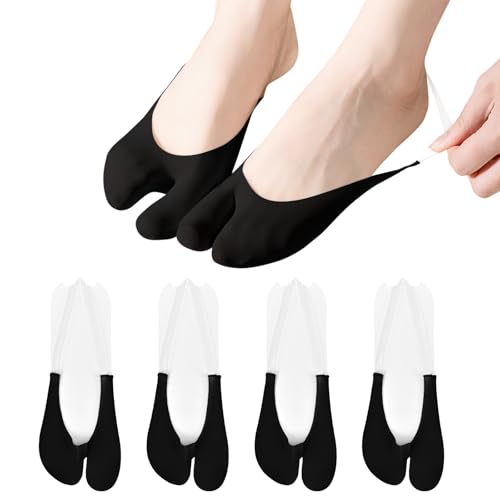 Image of No Show Socks with Invisible Sling Back Womens, 6 Pairs Low Cut Half Toe Topper Socks with Non-Slip Straps for Heels