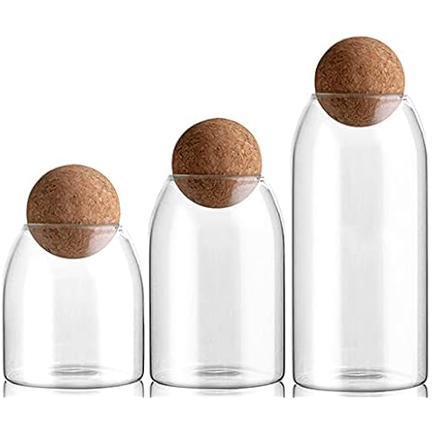 3 Stück Glas Lebensmittel Vorratsglas, Luftdicht Glasbehälter, Glas für Süßigkeiten Cover