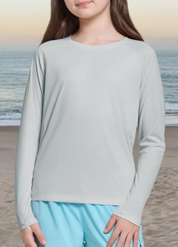 Image of baleaf Girl's Rash Guard Swim Shirts Sun Shirt UV Long Sleeve Tops Quick Dry Lightweight UPF 50+ Clothing
