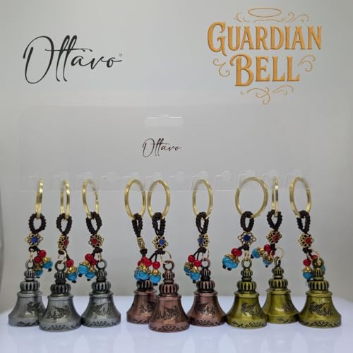 Image of OTTAVO Guardian Bell Keychain, Oxidized Copper, Tibetan Style, 5 cm Height, Good Luck Charm