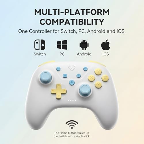 Image of Aolion gaming ROCOCO Wireless Controller Compatible with Switch 2 /Switch /OLED, Hall Effect Joysticks, Bluetooth Gamepad for PC /iOS /Android, Cute Pastel Design, Turbo, Dual Vibration