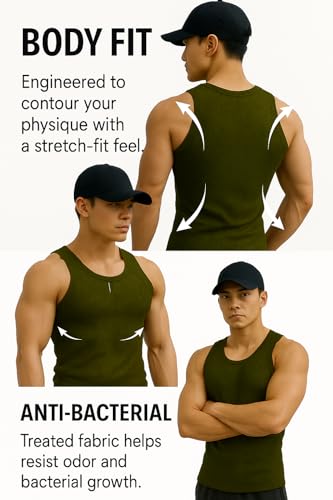 Image of Rockwell Men's Premium Cotton Vest - Sleeveless Gym Undershirt | Breathable, Stretchable & Skin-Friendly Innerwear for Everyday Comfort | 302