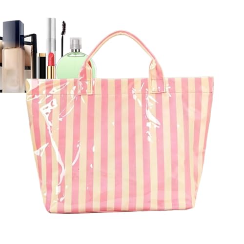 Bolso de viaje impermeable de gran tamaño con un acabado brillante y diseño de rayas moderno