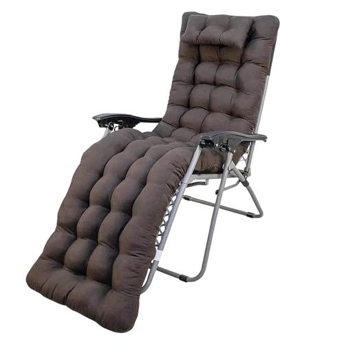 Genérico Cojín Tumbona Relleno de Fibra Incluye Almohada. Diseño Elegante y Cómodo para Jardín, Piscina, Playa, Terraza y Balcón. (180x55x8 cm) (Marrón)