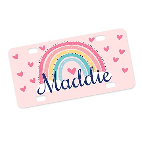 My Bambino Personalized Bike License Plate – Boho Rainbow Design | Custom Name Metal Tag for Bicycle, Scooter & Golf Cart | Girls Gift | Made in USA
