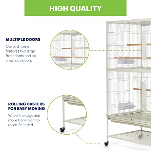 Prevue Pet Products Wrought Iron Flight Cage With Stand, Large Birdcage For Pets, Metal Cage Standing Birdcage, Chalk White #TOP2