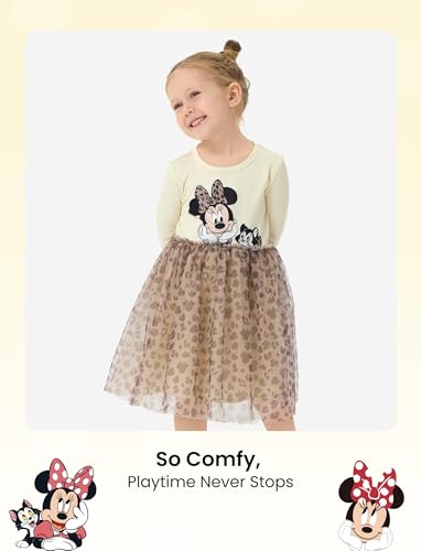 Image of Disney Princess Frozen Elsa Minnie Stitch Toddler Girl Tulle Tutu Dress Ruffle Sleeve Mesh Summer Birthday Party Clothes 2-9Y