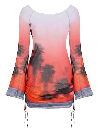 Image of ZAFUL Womens Swimsuit Cover Up Dress Off Shoulder Hollow Coverup Bathing Suit Mesh Swim Beach Dress